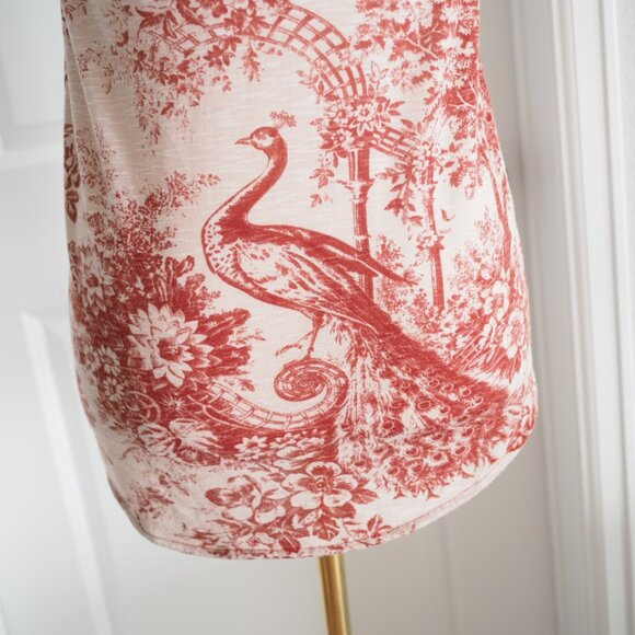 Rare! Kimchi & Blue Red and Cream Camisole With Peacock Toile Print Sz XS - Picture 8 of 15